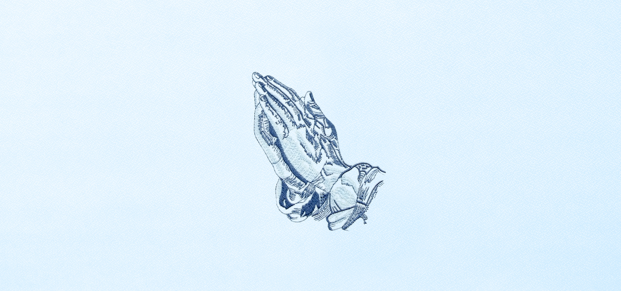 Praying Hands Blue Faux